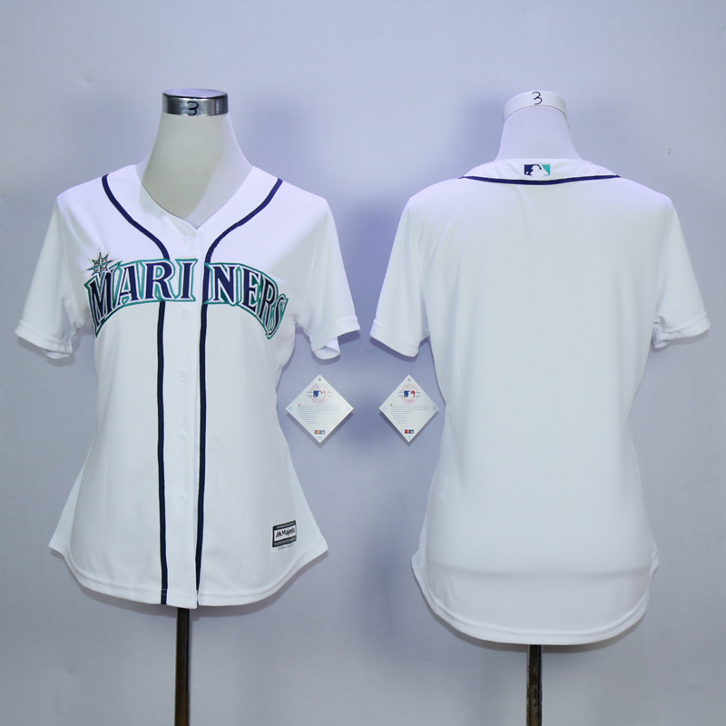 Women Seattle Mariners Blank White MLB Jerseys->seattle mariners->MLB Jersey
